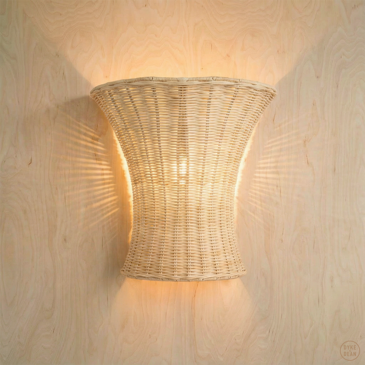 Rattan wall lamp fan