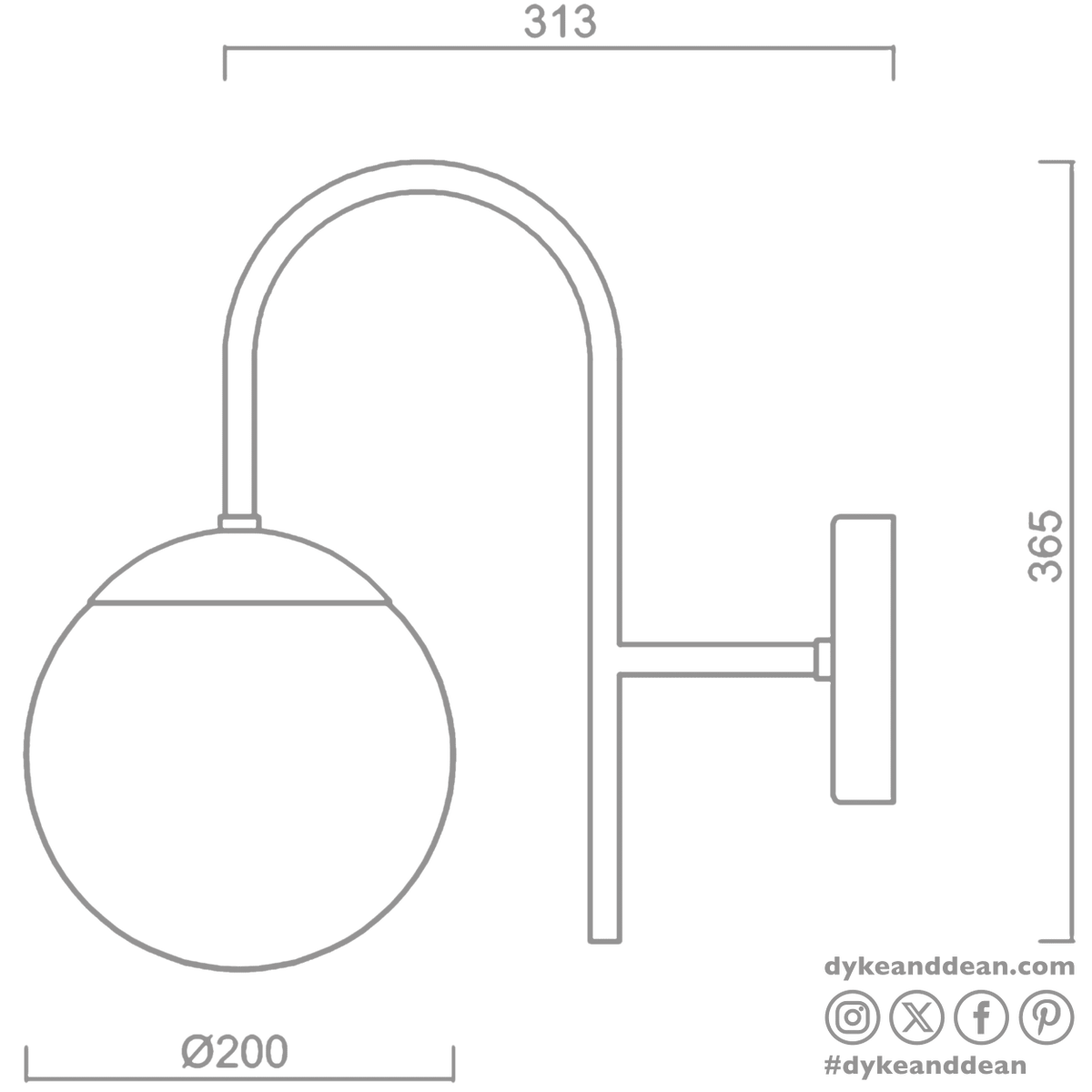 ARC WALL LIGHT SMALL GLOBE - DYKE & DEAN