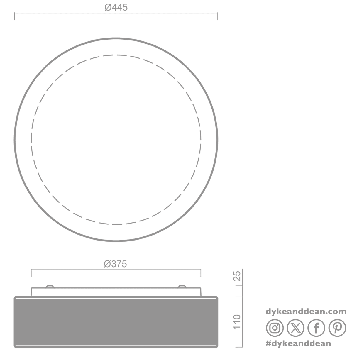 BLACK DISC WALL & CEILING LIGHT 445MM - DYKE & DEAN