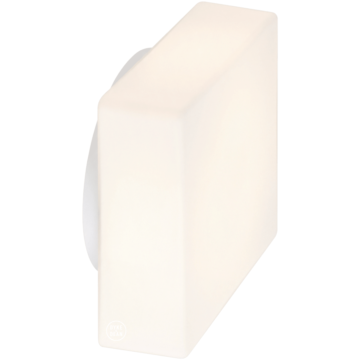 Large frosted glass block wall light on a white gloss back plate