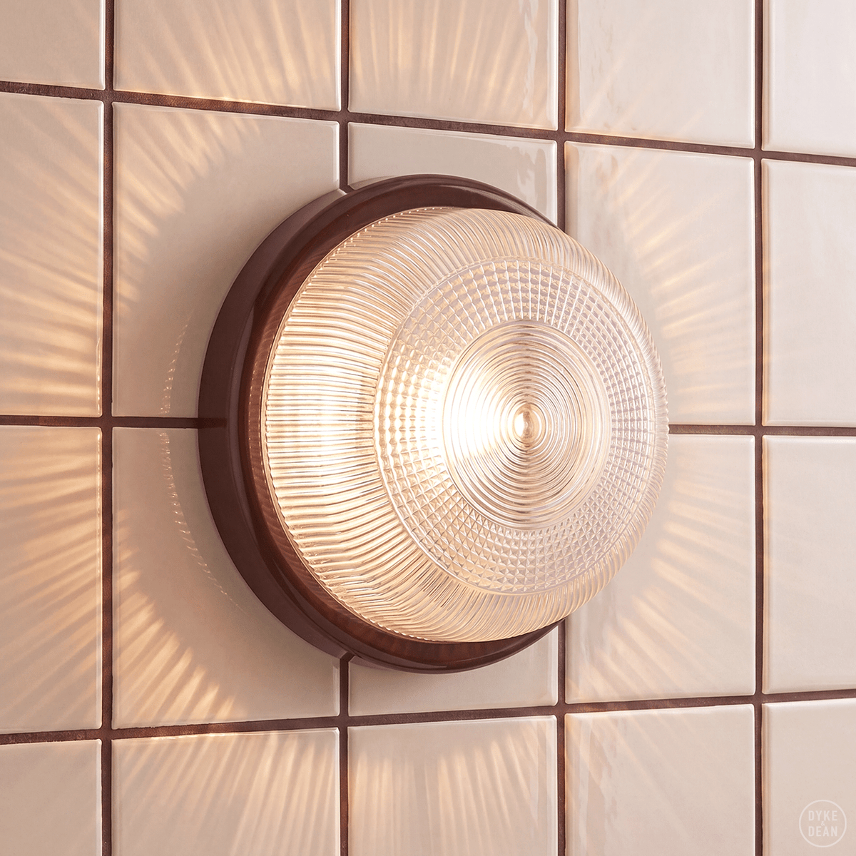 BROWN RIM ROUND WALL & CEILING BULKHEAD LIGHT - DYKE & DEAN