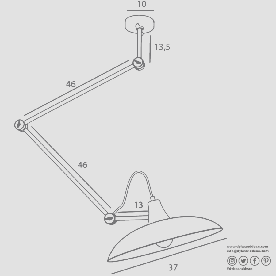CANTILEVER ADJUSTABLE WALL CEILING LIGHT MELOS BLACK - DYKE & DEAN