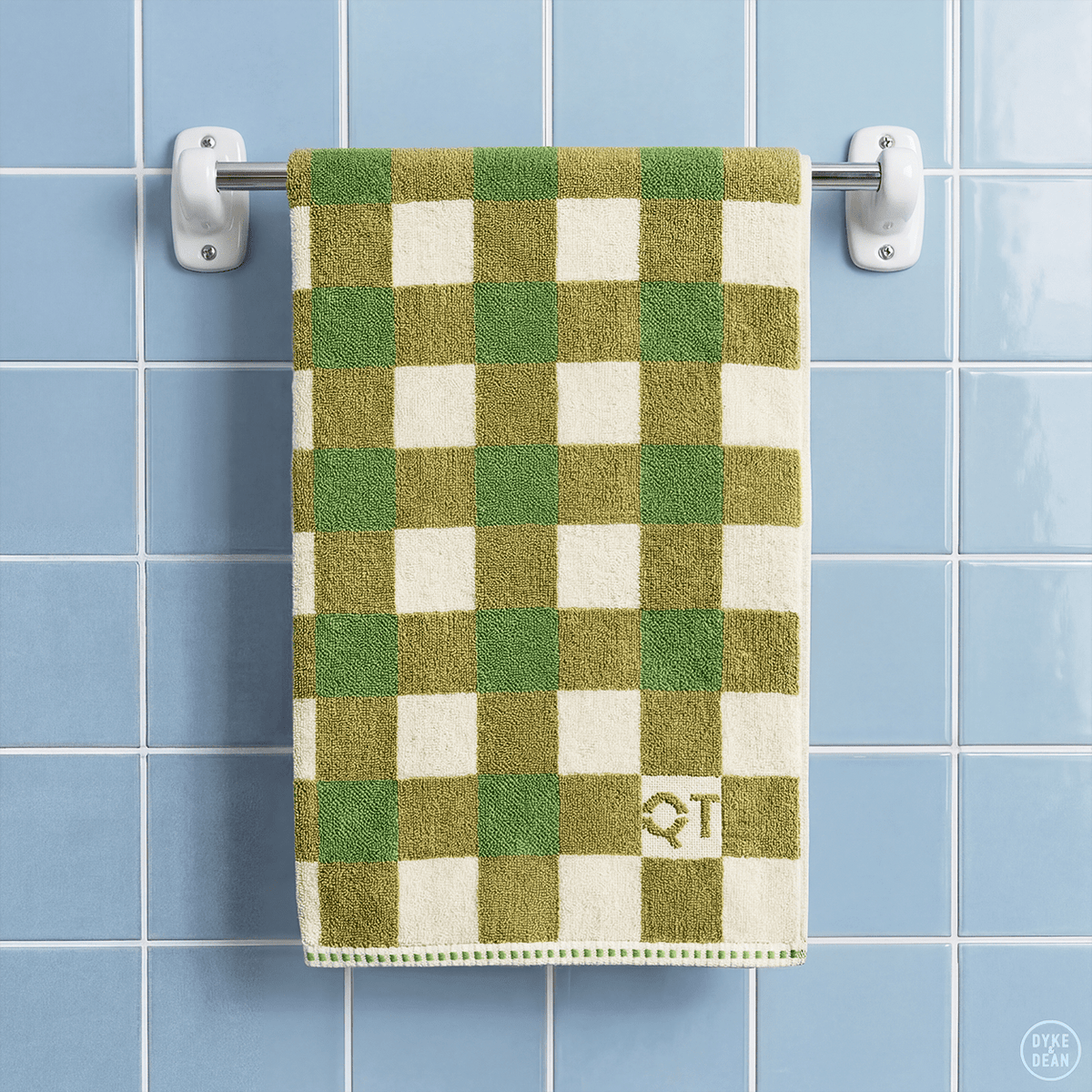 CHECK BATH TOWEL OLIVE - DYKE & DEAN