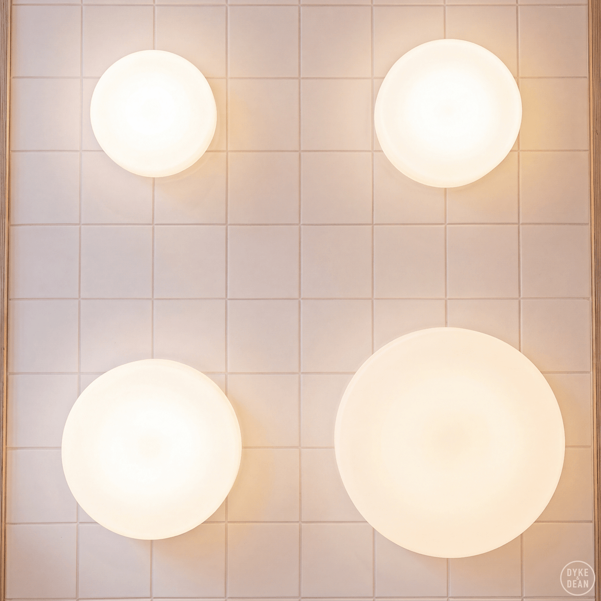 Frosted opal glass disc wall and ceiling light, 250mm, with white back plate