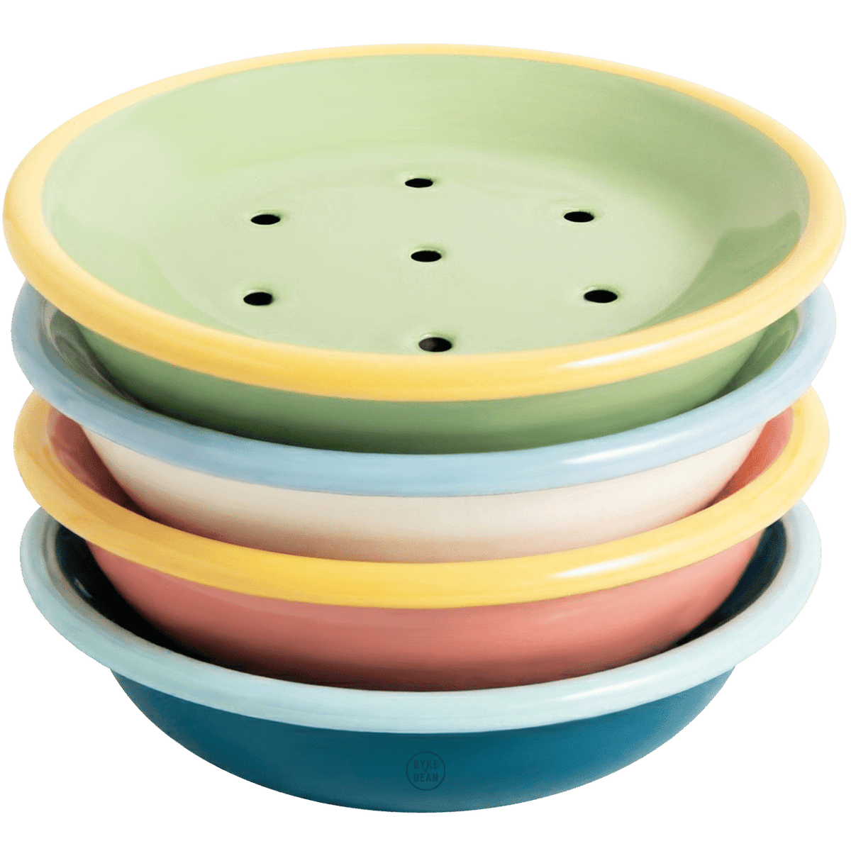 ENAMEL SOAP DISH PINK & YELLOW - DYKE & DEAN
