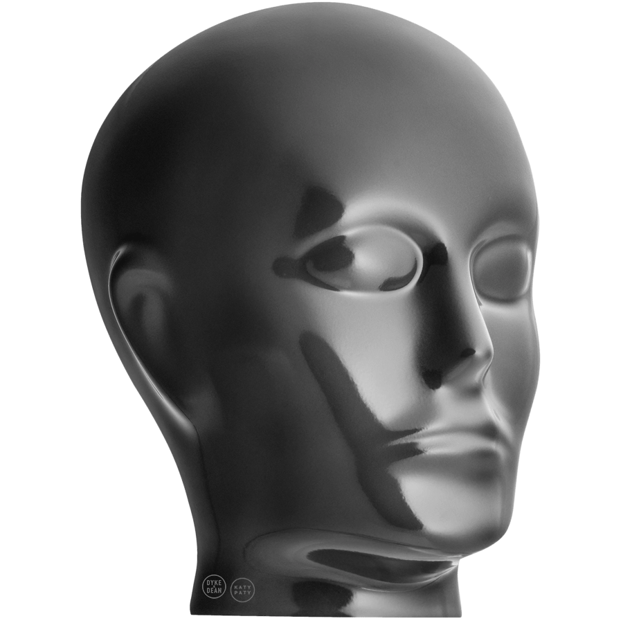 Glazed porcelain decorative head in a Katy Paty colour