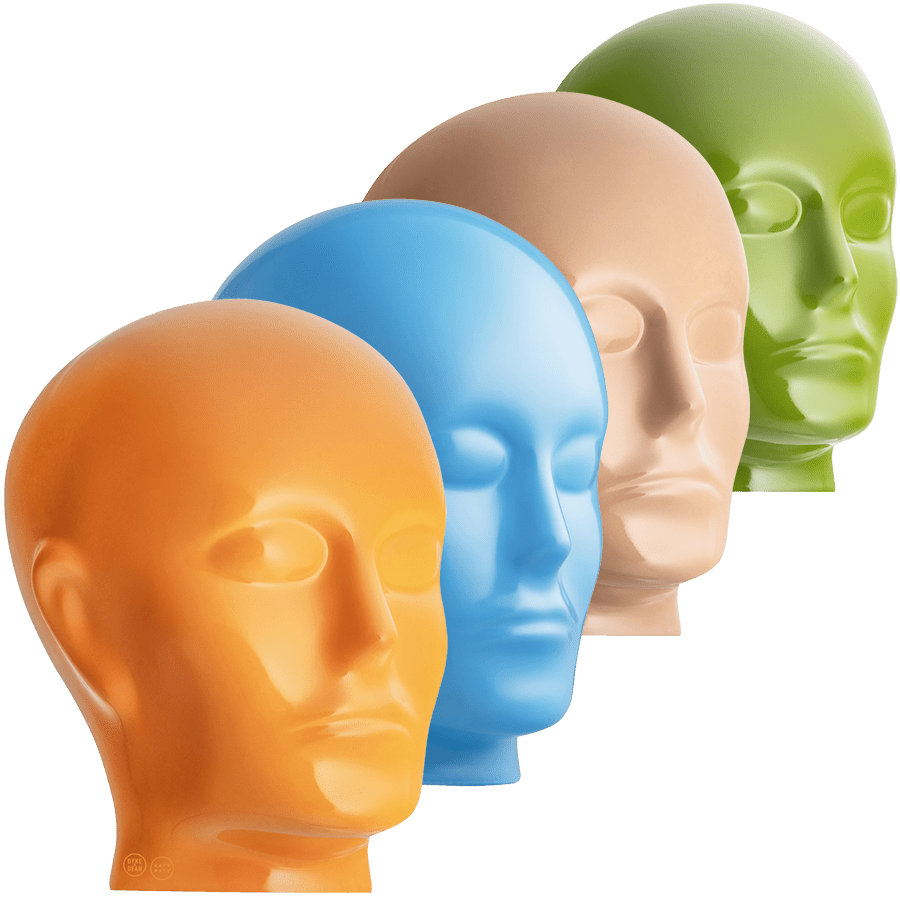 Glazed porcelain decorative head in a Katy Paty colour