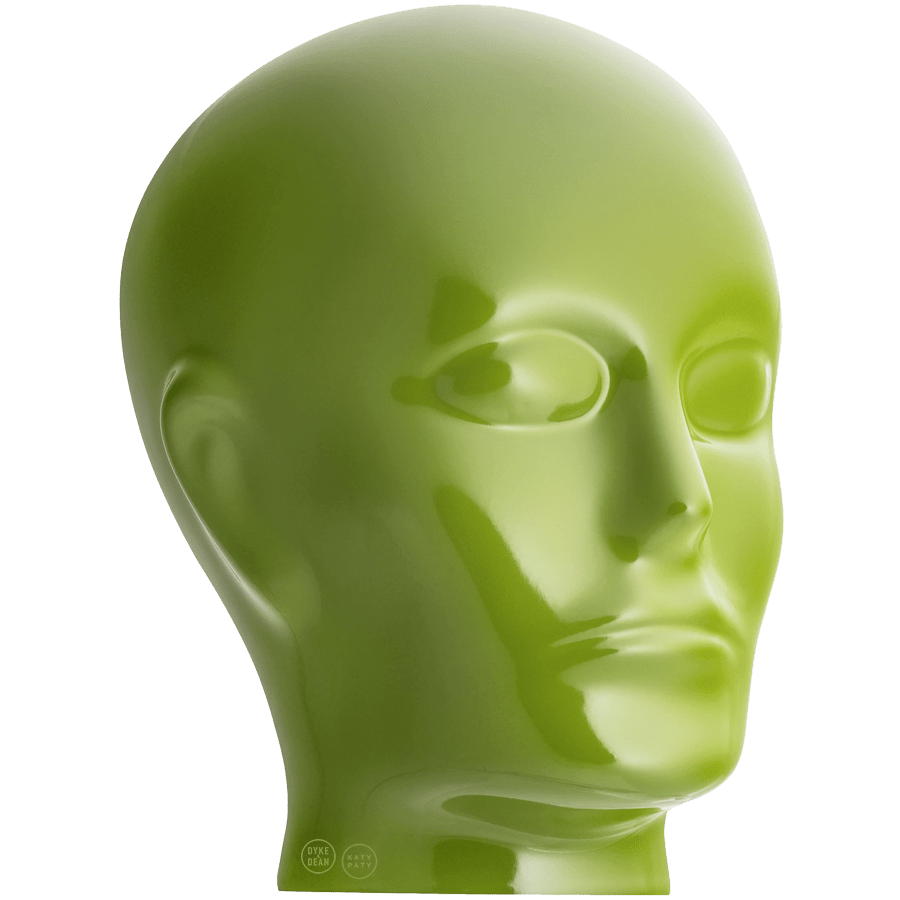 Glazed porcelain decorative head in a Katy Paty colour