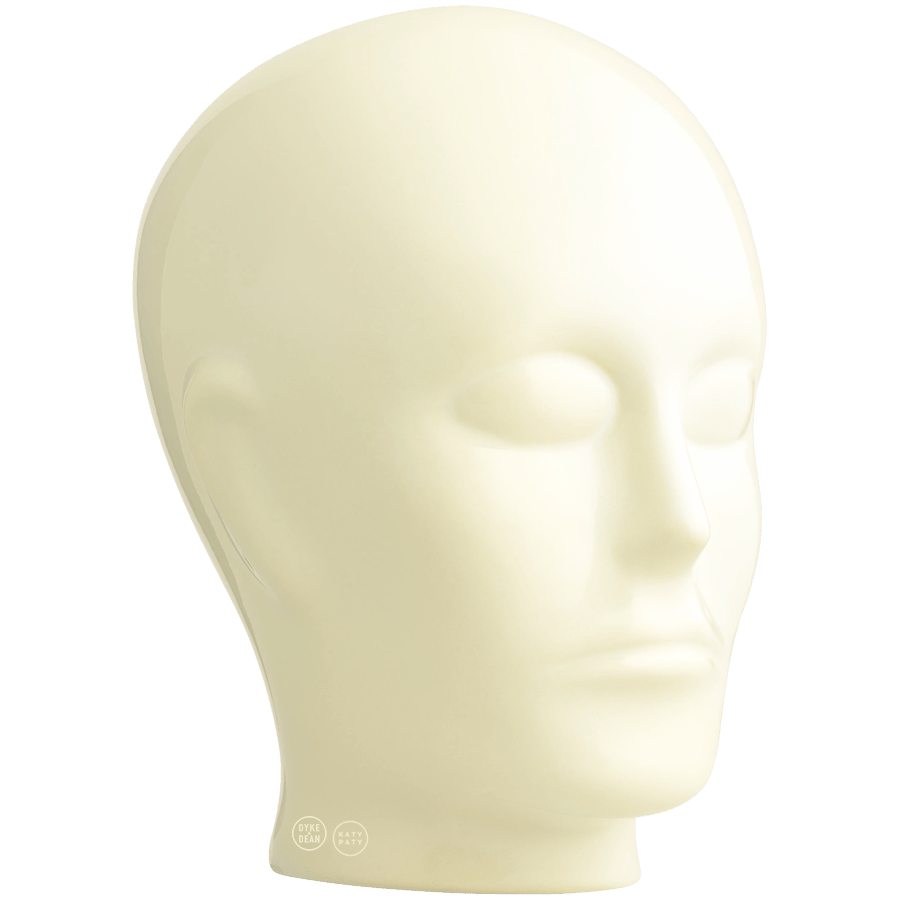 Glazed porcelain decorative head in a Katy Paty colour