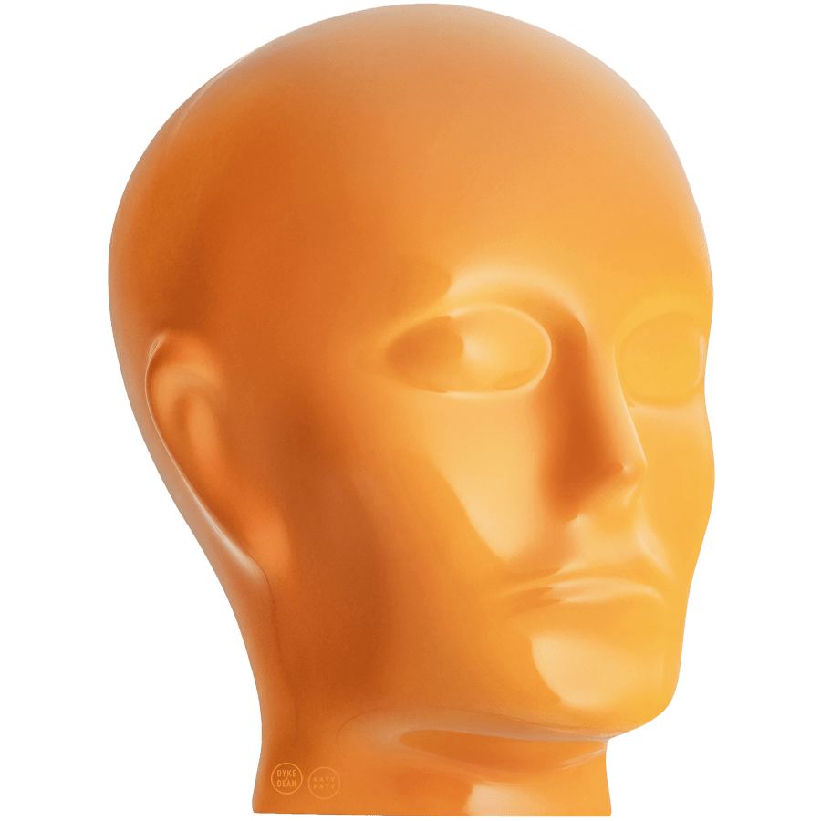 Glazed porcelain decorative head in a Katy Paty colour