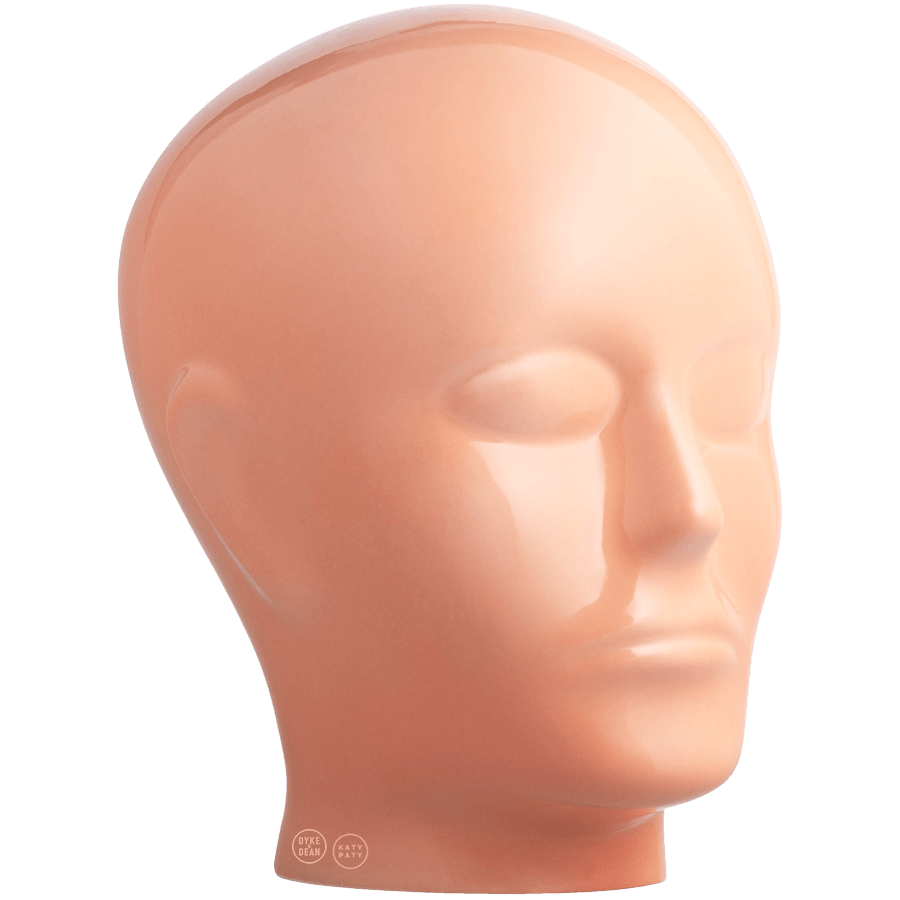 Glazed porcelain decorative head in a Katy Paty colour