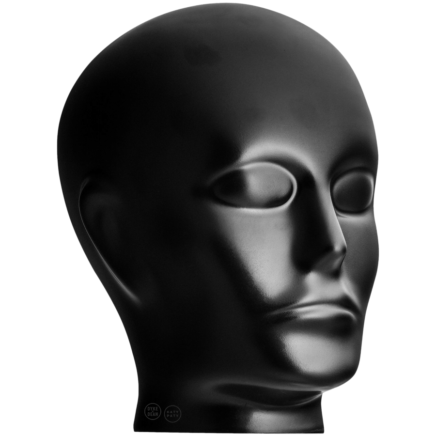Glazed porcelain decorative head in a Katy Paty colour