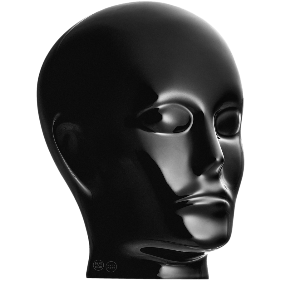 Glazed porcelain decorative head in a Katy Paty colour