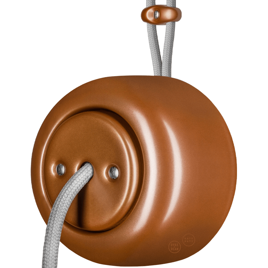 Copper round porcelain surface-mounted cable gland by Katy Paty