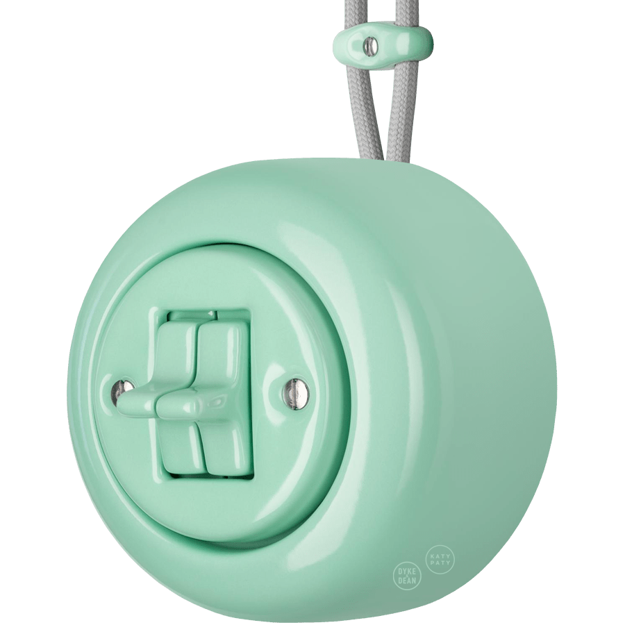 Mint round porcelain surface-mounted double toggle switch by Katy Paty