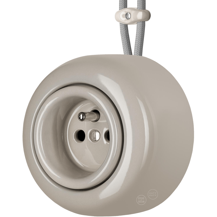 Cappuccino round porcelain surface-mounted 2-pin Euro socket by Katy Paty