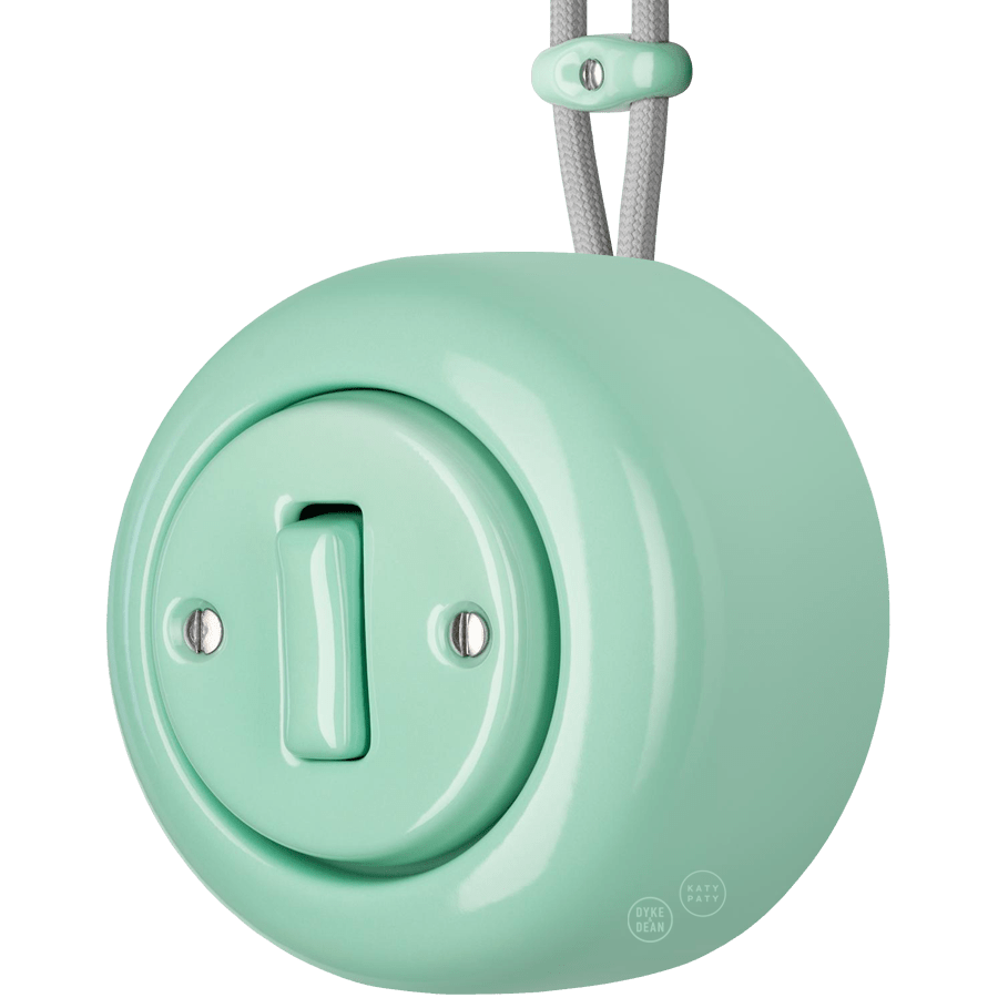 Mint round porcelain surface-mounted slim button switch by Katy Paty