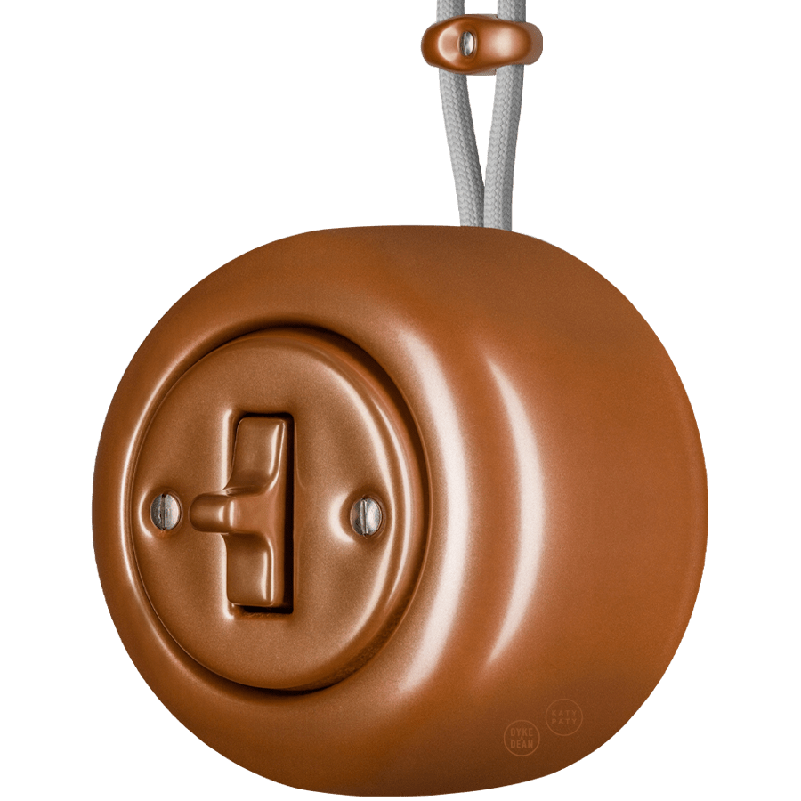 Copper round porcelain surface-mounted toggle switch by Katy Paty
