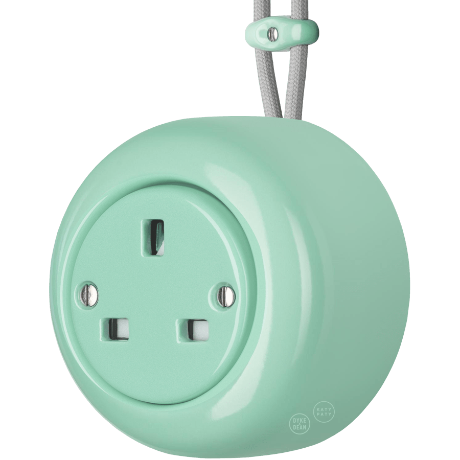 Mint round porcelain surface-mounted UK socket by Katy Paty