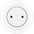White porcelain wall end plug by Katy Paty with an 8.5mm central hole