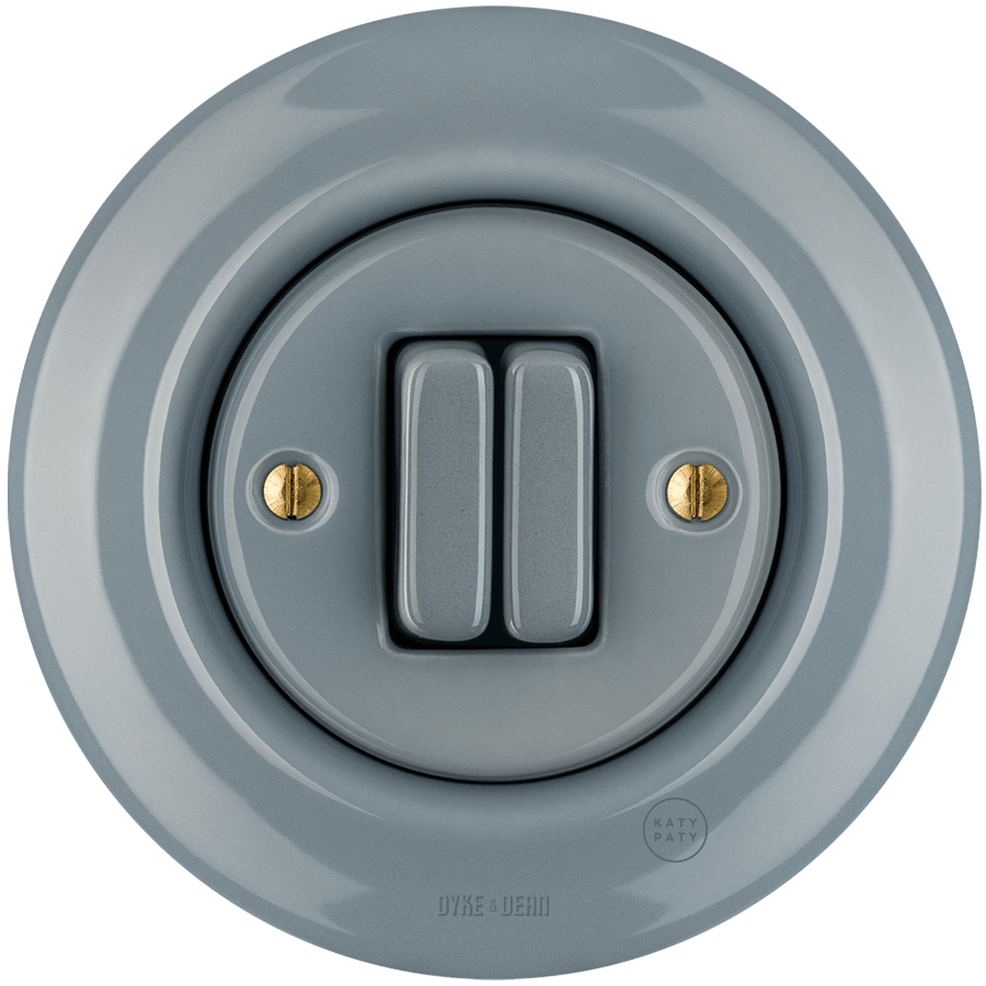 Ash Grey porcelain double wall light switch by Katy Paty