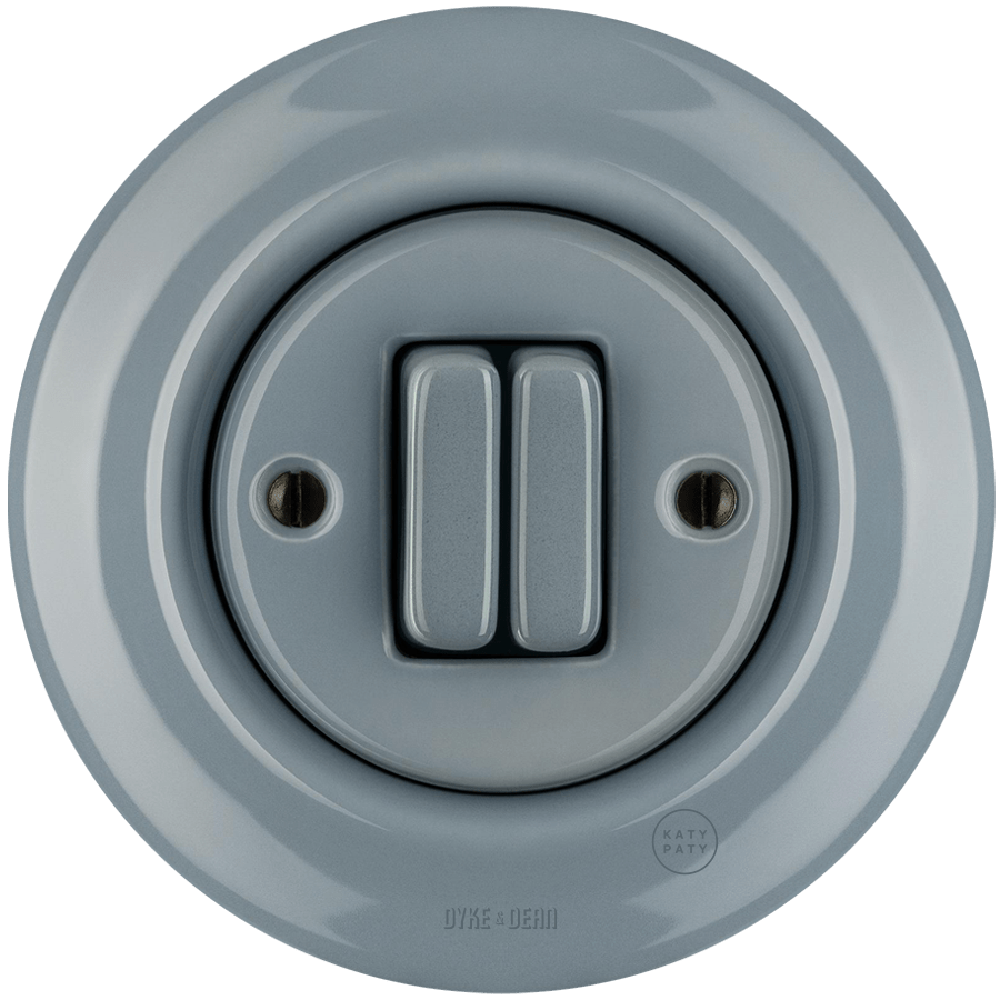 Ash Grey porcelain double wall light switch by Katy Paty