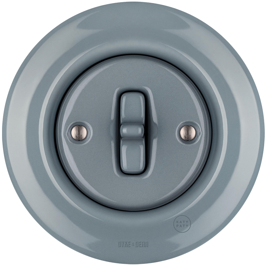 Ash Grey porcelain toggle wall light switch by Katy Paty