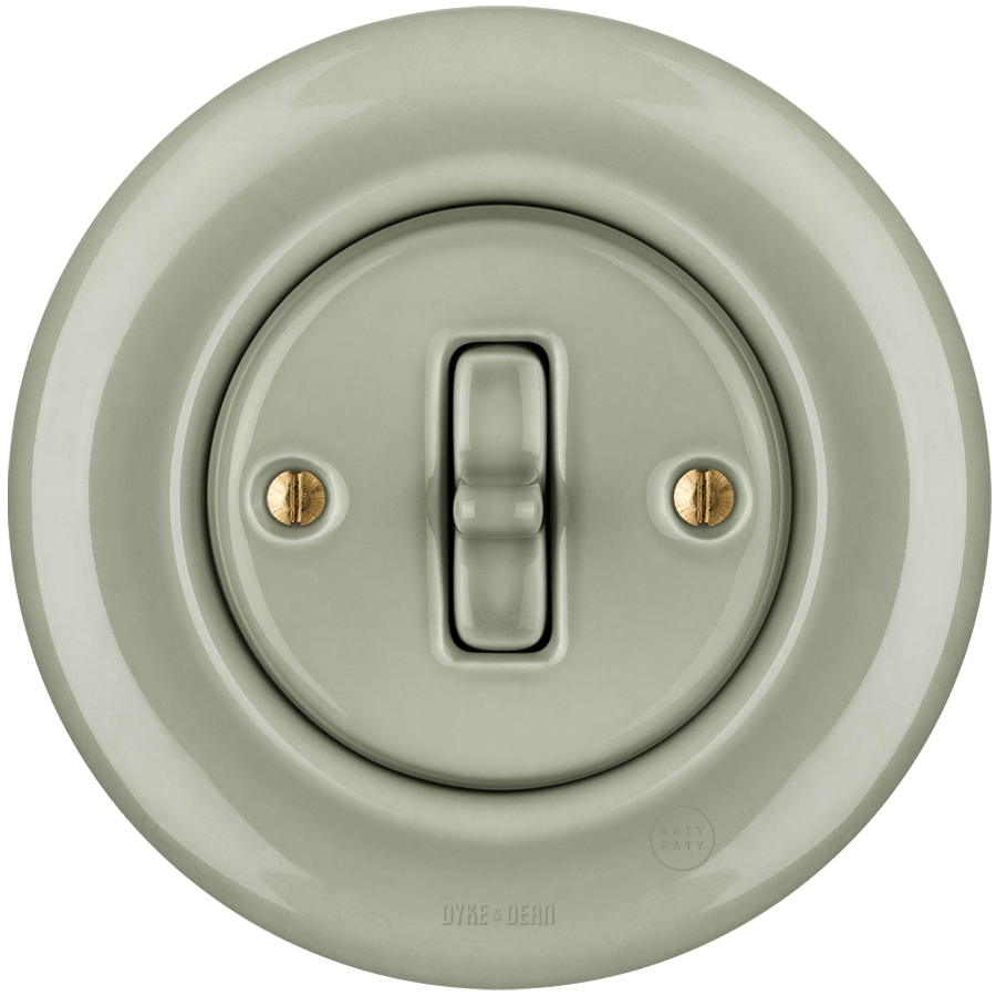 Grey Green porcelain toggle wall light switch by Katy Paty