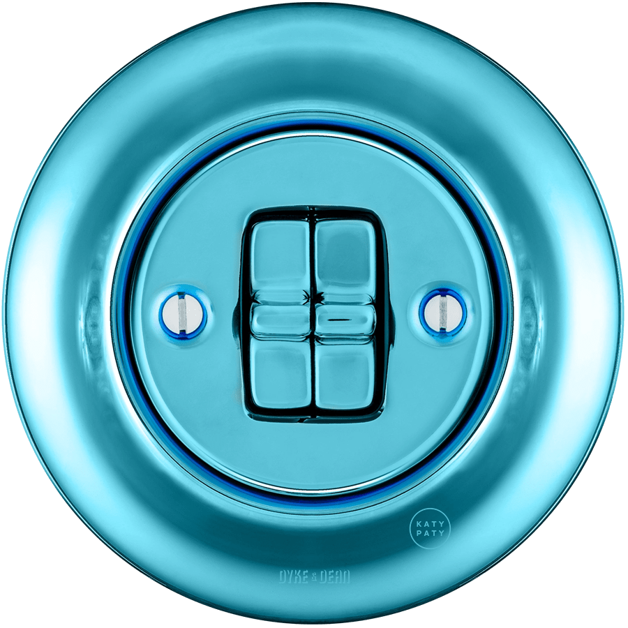 Sky Blue porcelain two-gang toggle wall light switch by Katy Paty