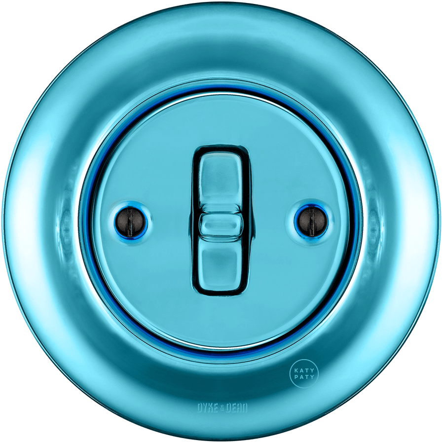 Sky Blue porcelain toggle wall light switch by Katy Paty