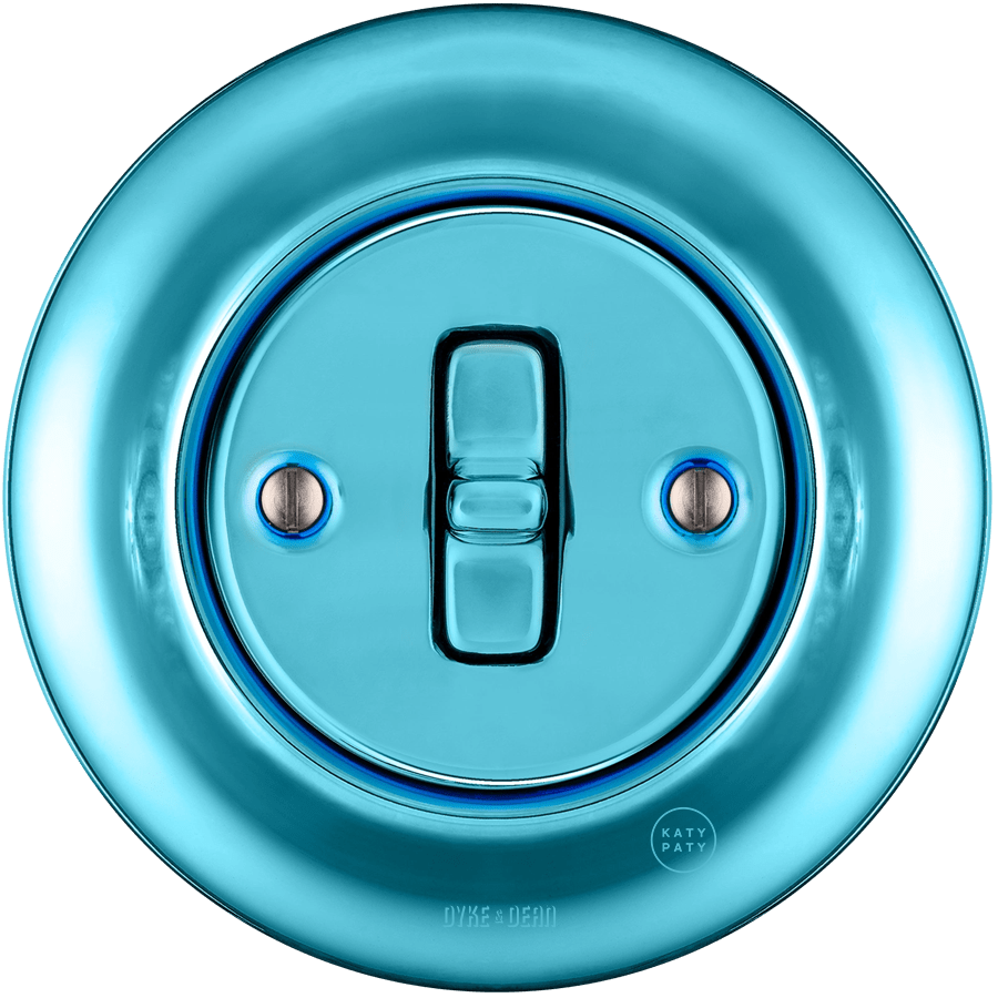 Sky Blue porcelain toggle wall light switch by Katy Paty