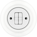 White porcelain two-gang toggle wall light switch by Katy Paty