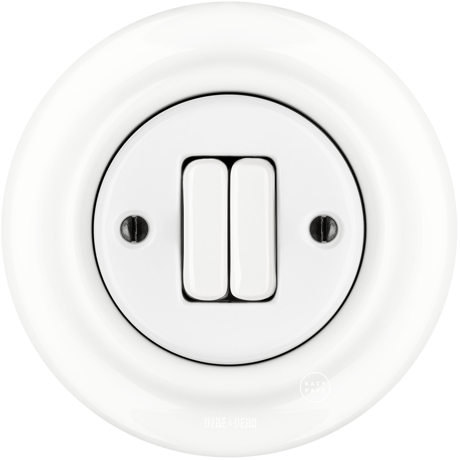 White porcelain double wall light switch by Katy Paty