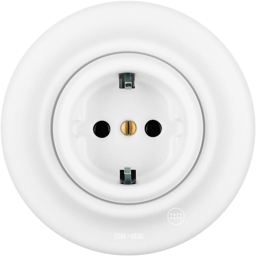 Matt White porcelain schuko wall socket by Katy Paty