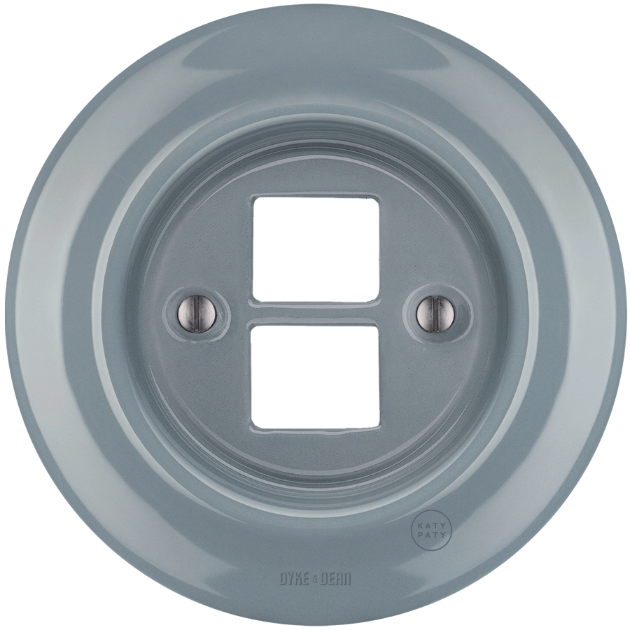Ash Grey porcelain PC and USB data wall socket by Katy Paty