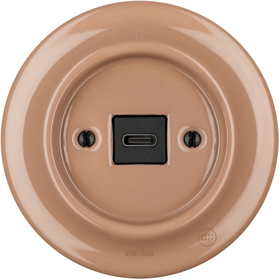 Derma porcelain USB-C charger wall socket by Katy Paty