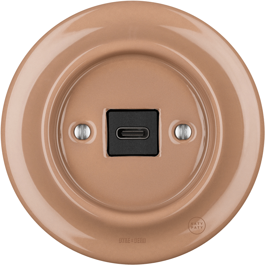 Derma porcelain USB-C charger wall socket by Katy Paty