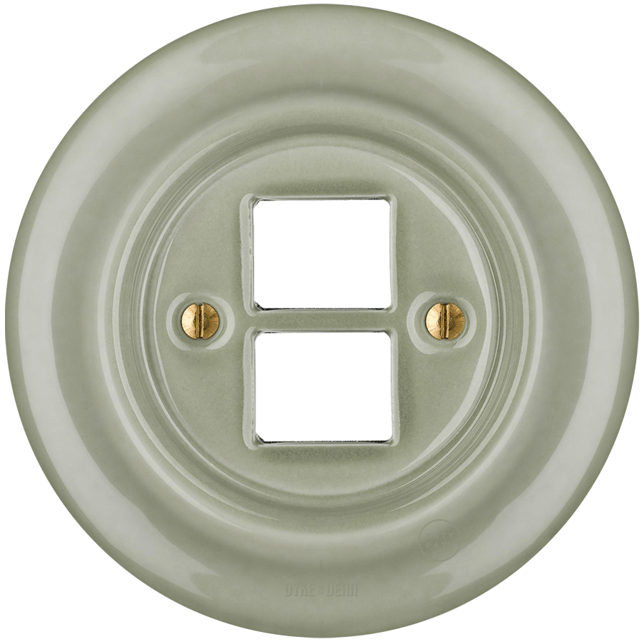 Grey Green porcelain PC and USB data wall socket by Katy Paty