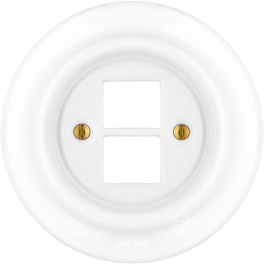 White porcelain PC and USB data wall socket by Katy Paty
