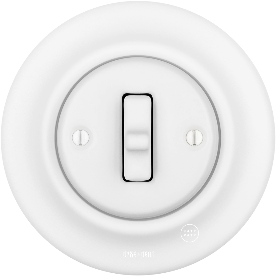 Matt White porcelain toggle wall light switch by Katy Paty