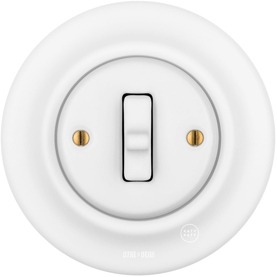 Matt White porcelain toggle wall light switch by Katy Paty
