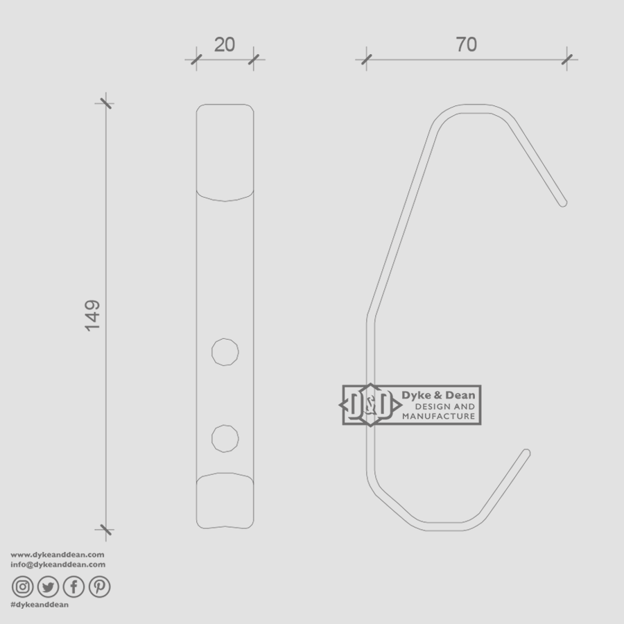 SCHOOL DOUBLE WALL HOOK - DYKE & DEAN