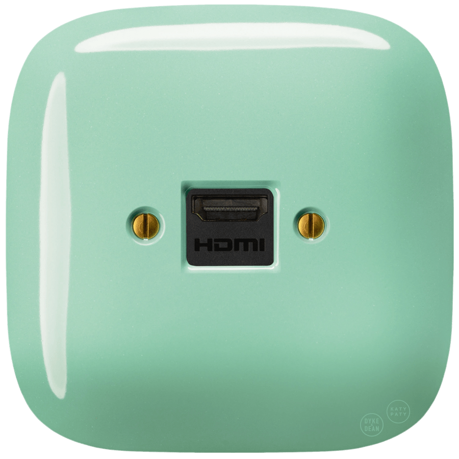 Mint square porcelain HDMI wall socket by Katy Paty