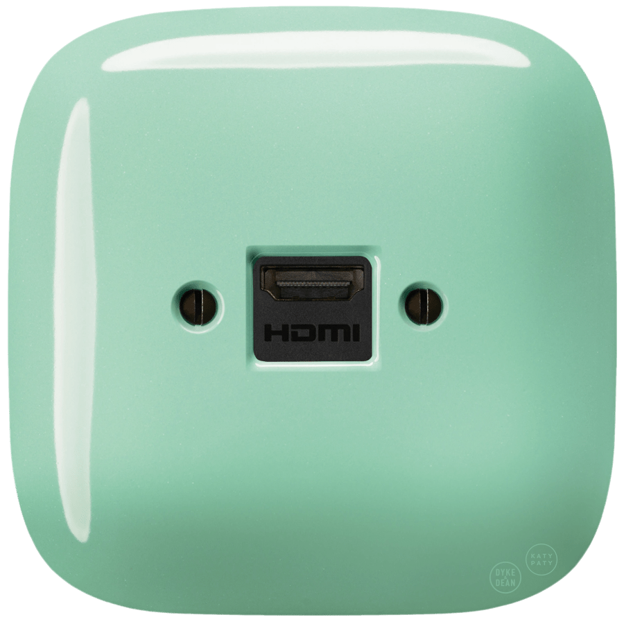 Mint square porcelain HDMI wall socket by Katy Paty