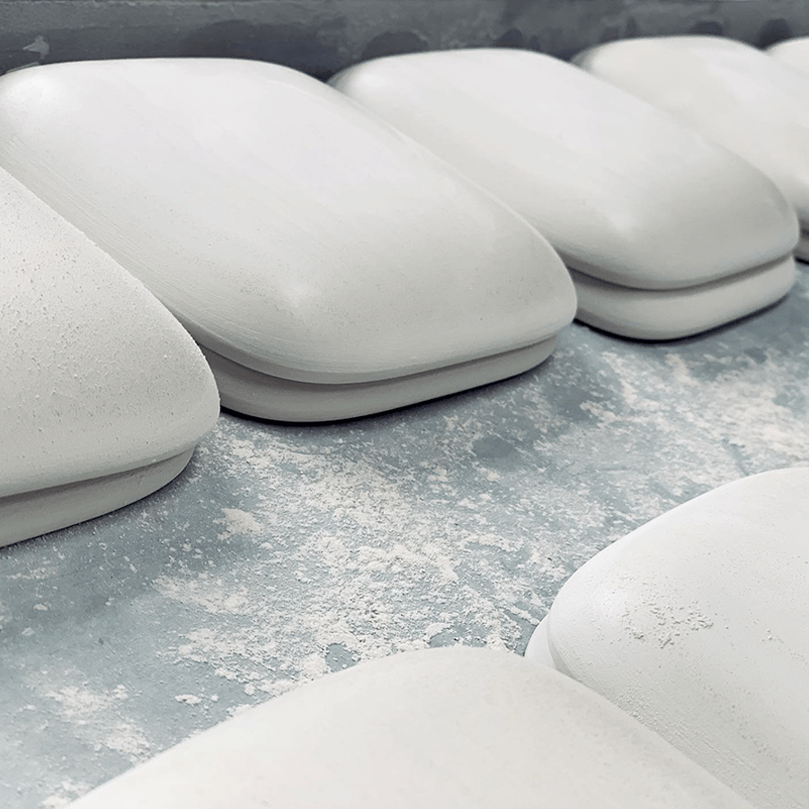 Azure square porcelain wall motion sensor by Katy Paty