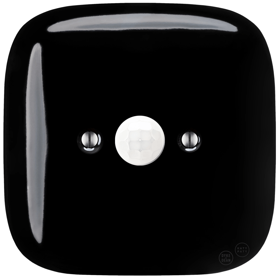 Black square porcelain wall motion sensor by Katy Paty