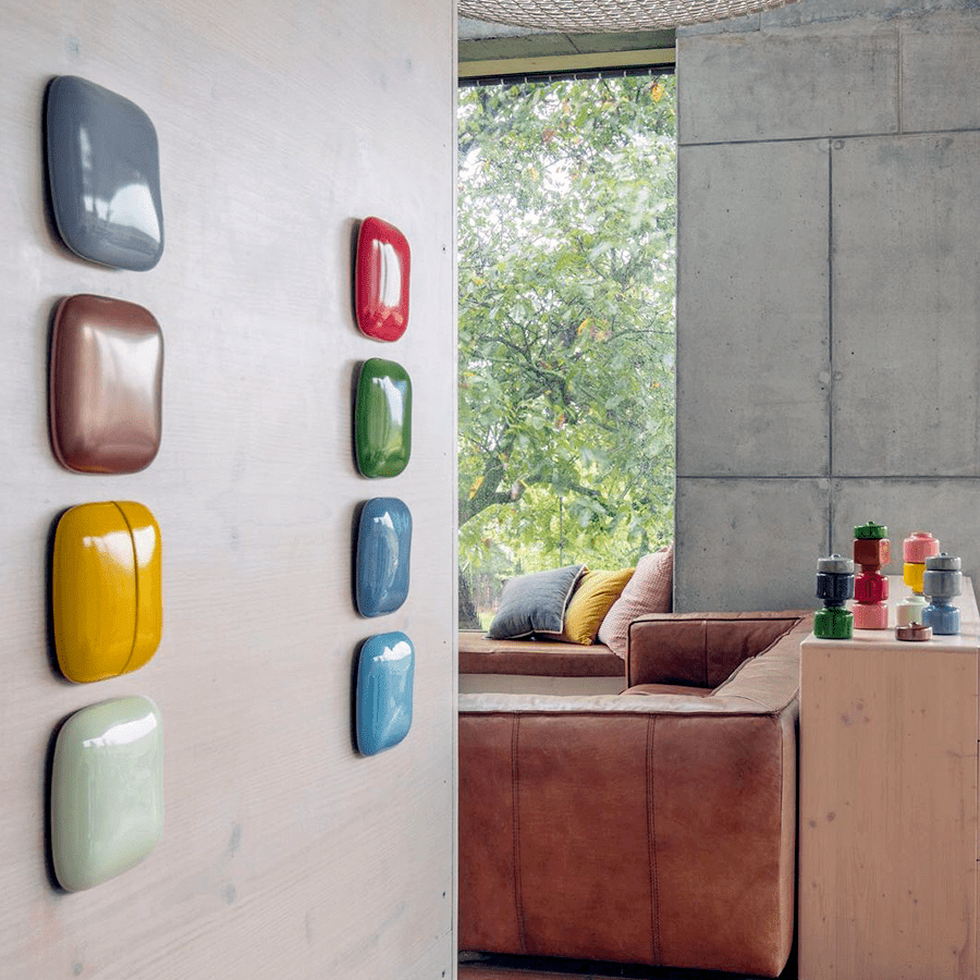 Sand square porcelain wall motion sensor by Katy Paty