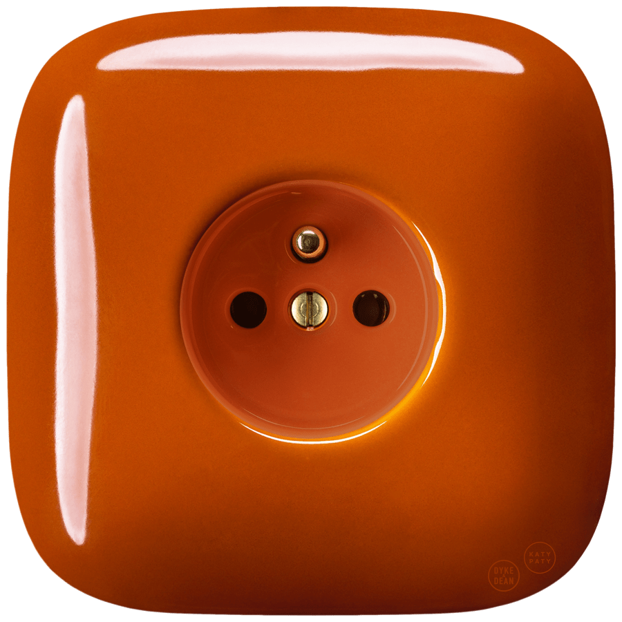 Brick Red square porcelain 2-pin Euro wall socket by Katy Paty