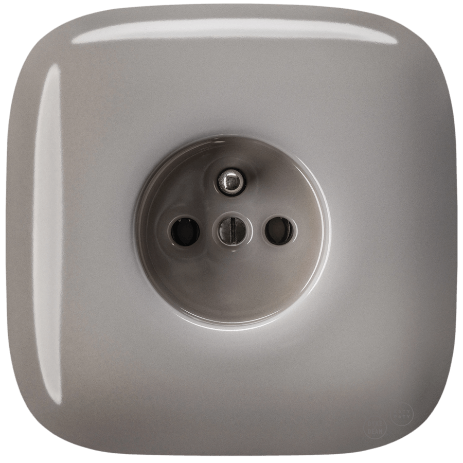 Cappuccino square porcelain 2-pin Euro wall socket by Katy Paty