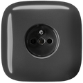 Dark Grey square porcelain 2-pin Euro wall socket by Katy Paty